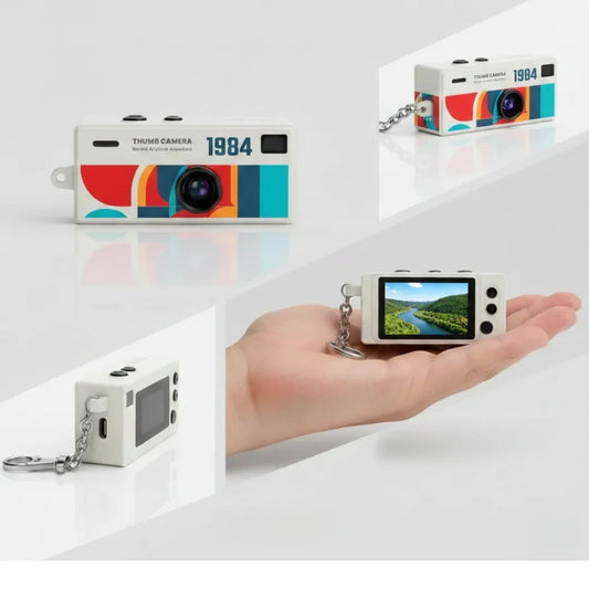 1984 Retro Thumb Camera Keychain – Blind Box Mini Digital Camera, 1080P HD - shopzykart