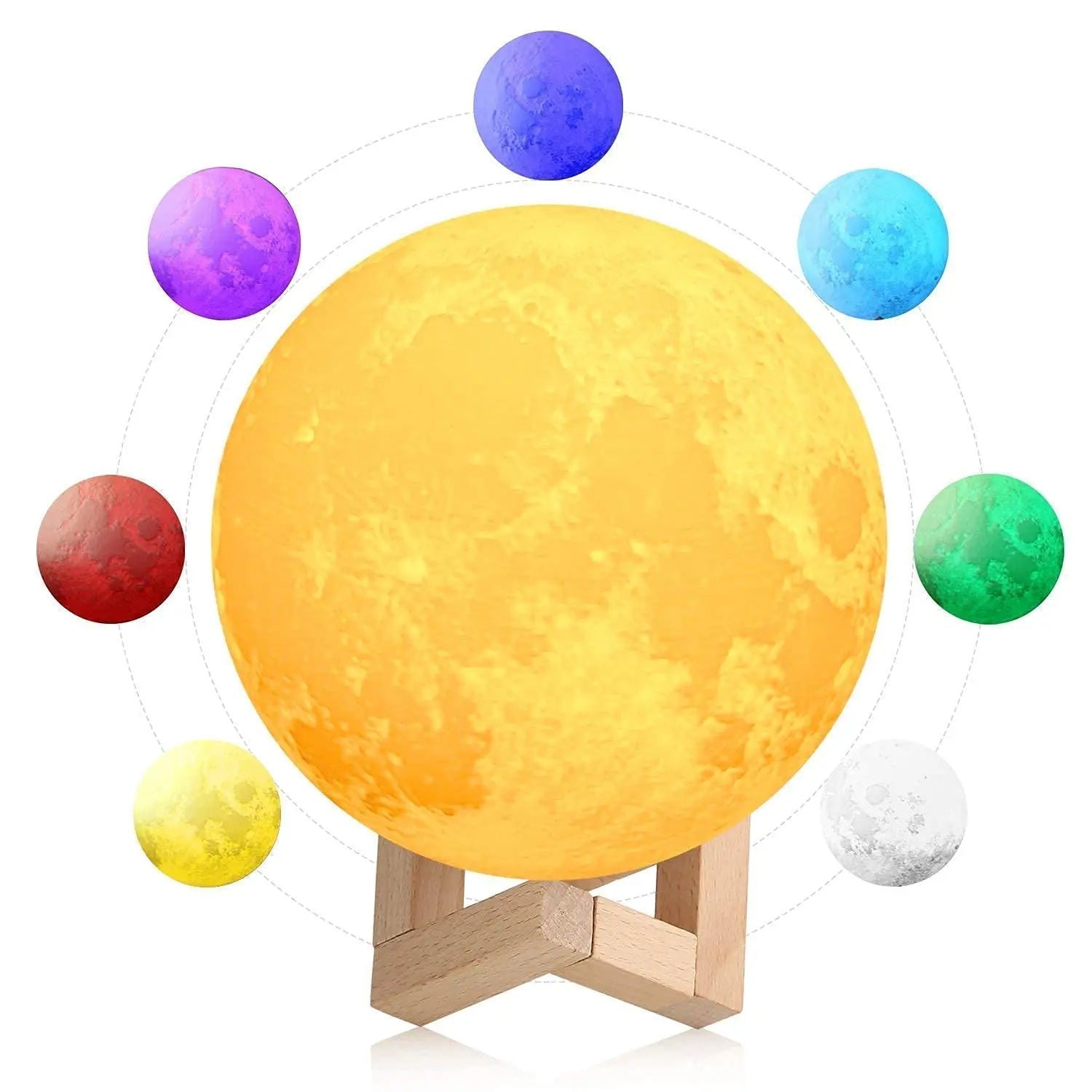 3D Moon Lamp – USB Rechargeable LED Night Light with Touch Control India - shopzykart
