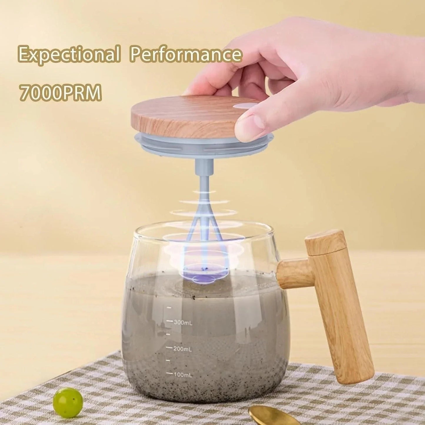 self stirring coffee mug India press button mixing