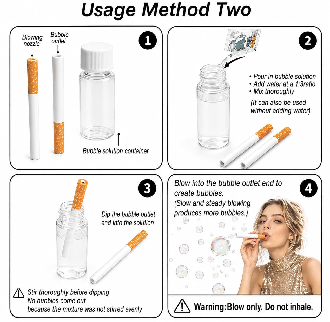Bubble Cigarette Pack — Fake Cigarette Bubble Blower Kit with Case & Solution - shopzykart