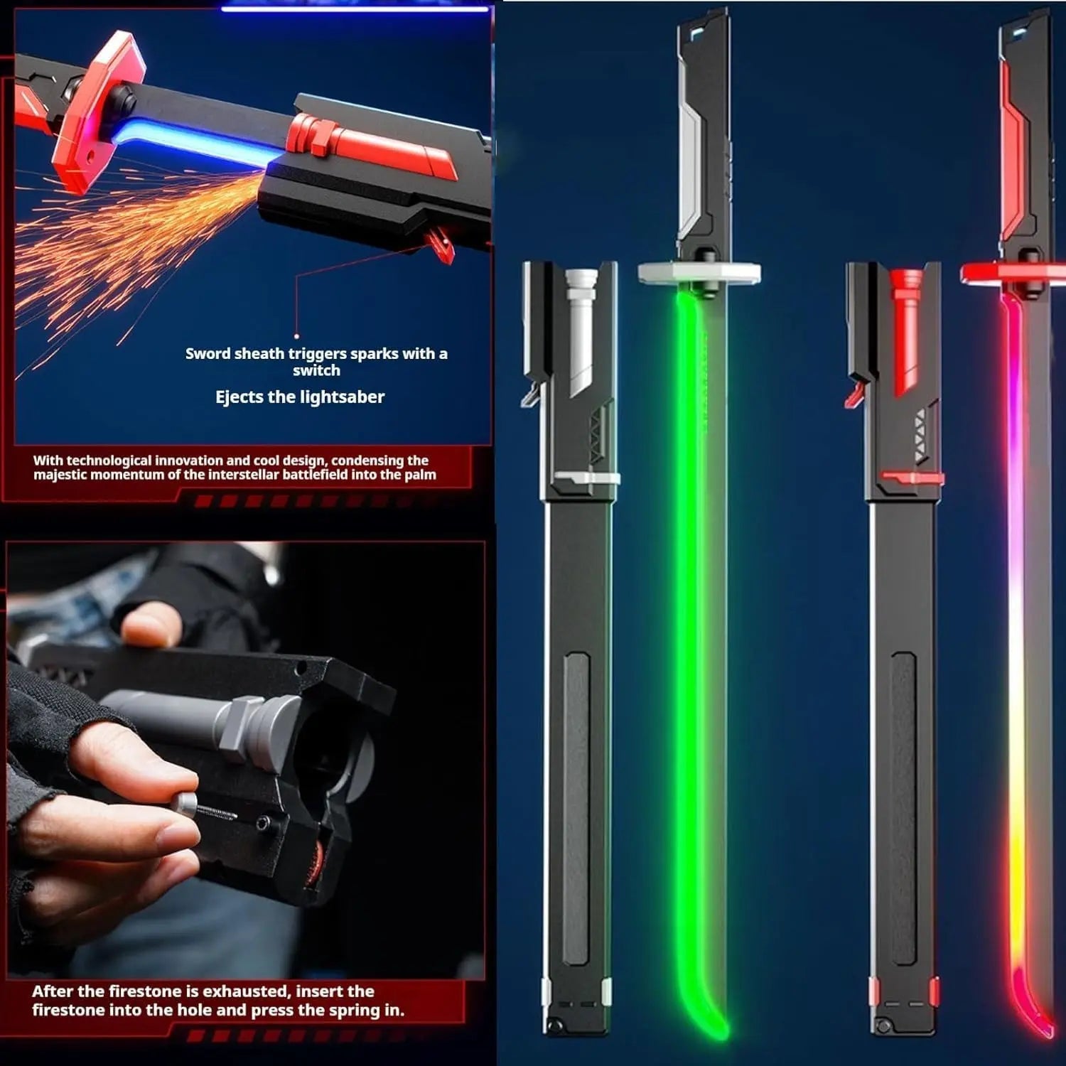Cyberpunk Spark Sword Toy – LED Blade with Real Sparks, Sound & Auto - Eject Sheath India - shopzykart