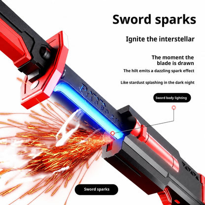 Cyberpunk Spark Sword Toy – LED Blade with Real Sparks, Sound & Auto-Eject Sheath India - shopzykart