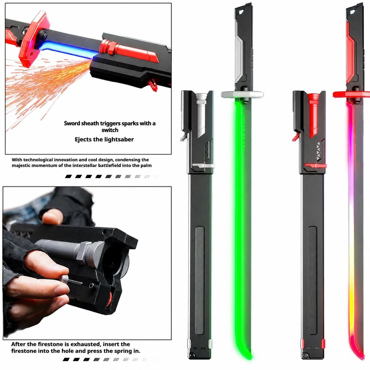 Cyberpunk Spark Sword Toy – LED Blade with Real Sparks, Sound & Auto-Eject Sheath India - shopzykart