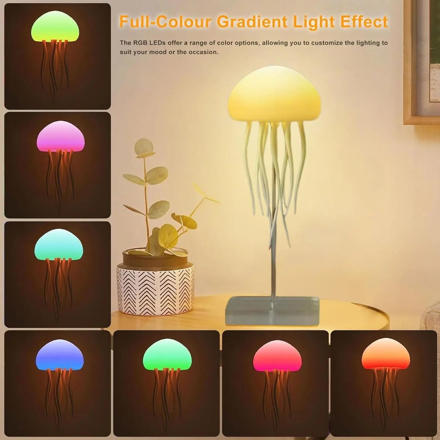 Floating Jellyfish Lamp with Voice Control & Dancing Legs — RGB Gradient Hanging Night Light | Rechargeable Type - C Aesthetic Room Decor Lamp India - shopzykart