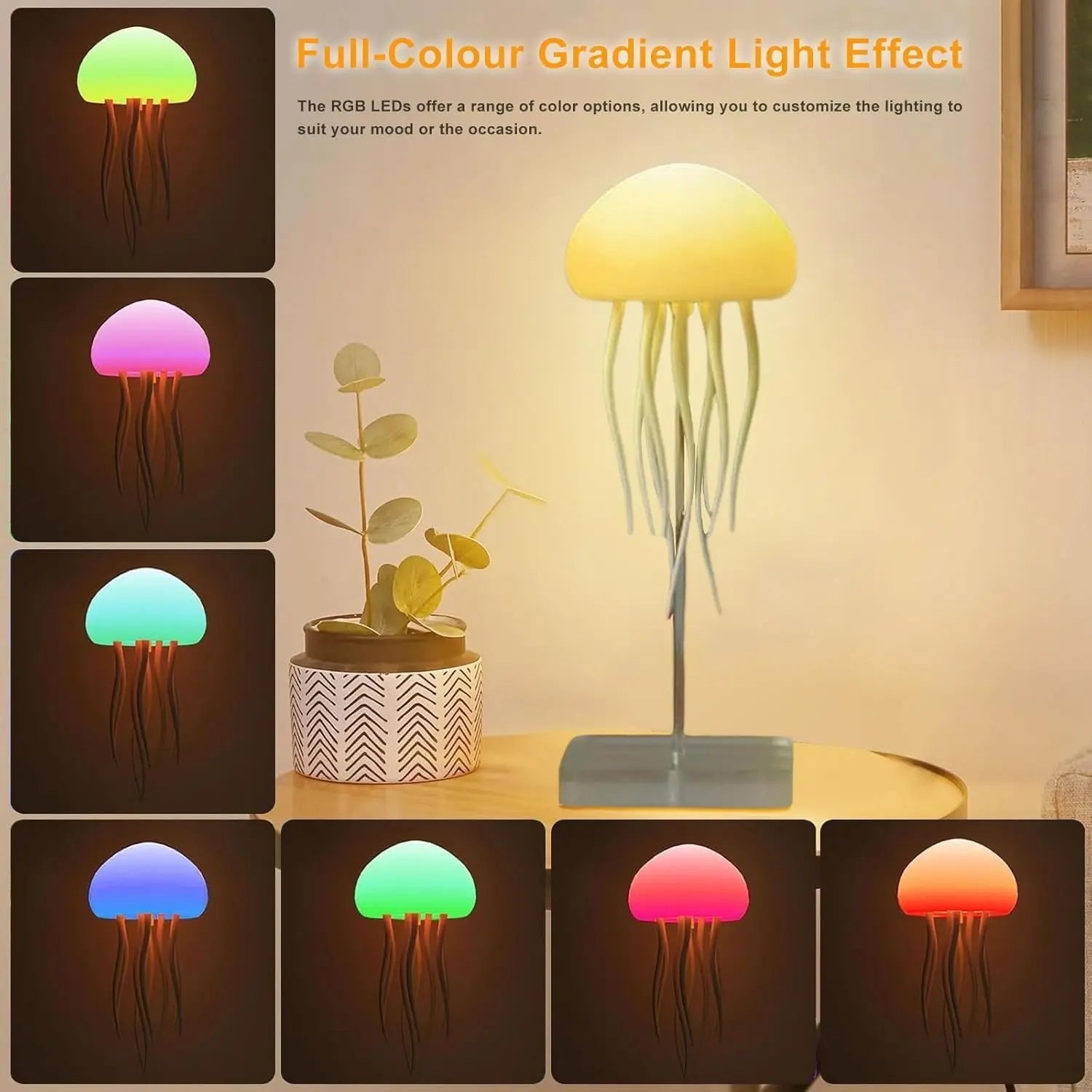 Floating Jellyfish Lamp with Voice Control & Dancing Legs — RGB Gradient Hanging Night Light | Rechargeable Type - C Aesthetic Room Decor Lamp India - shopzykart