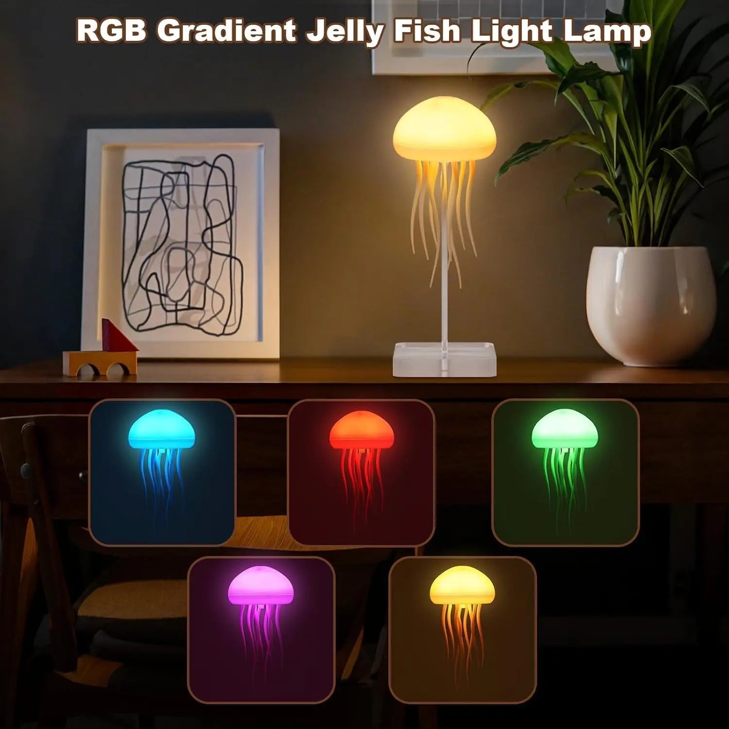 Floating Jellyfish Lamp with Voice Control & Dancing Legs — RGB Gradient Hanging Night Light | Rechargeable Type - C Aesthetic Room Decor Lamp India - shopzykart