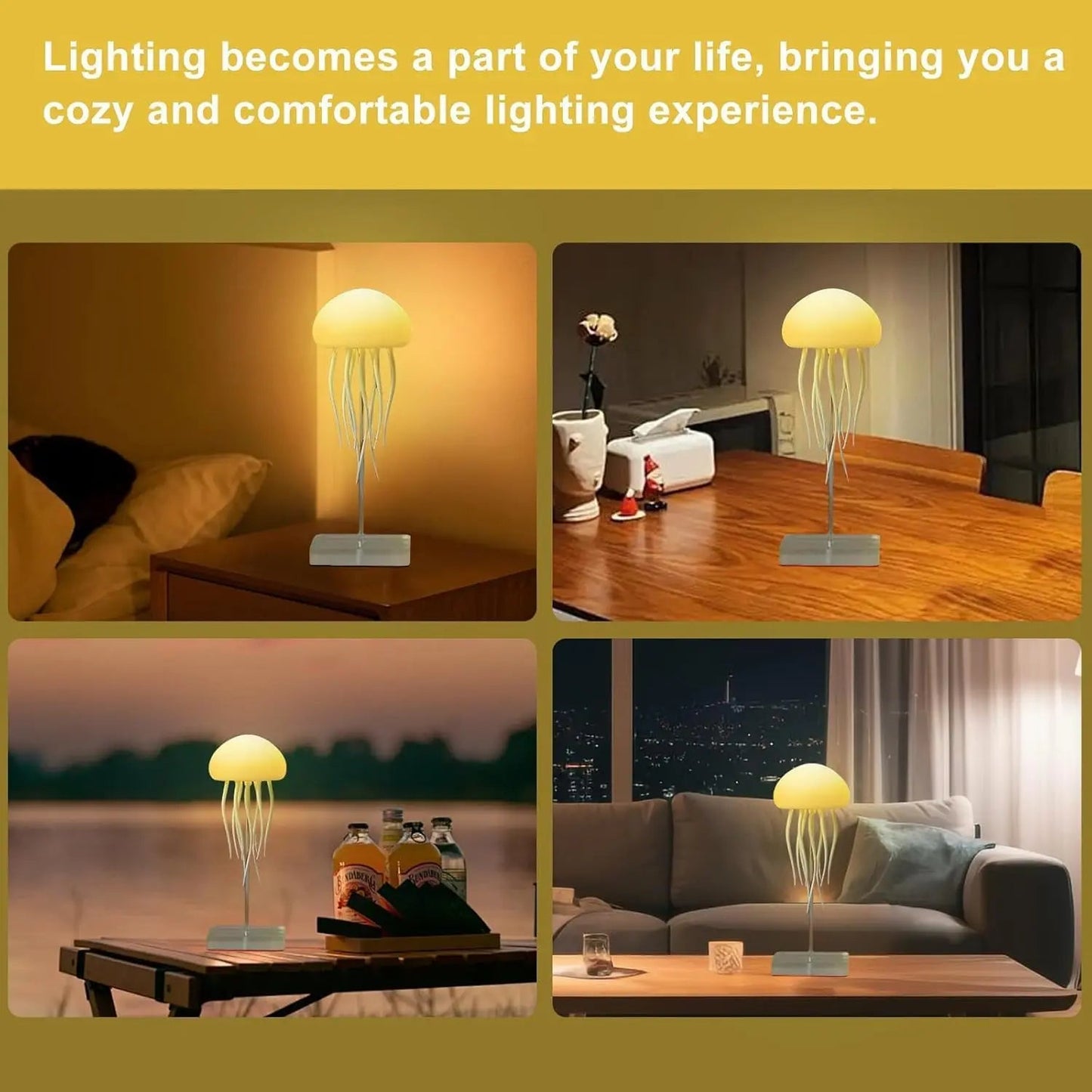 Floating Jellyfish Lamp with Voice Control & Dancing Legs — RGB Gradient Hanging Night Light | Rechargeable Type - C Aesthetic Room Decor Lamp India - shopzykart