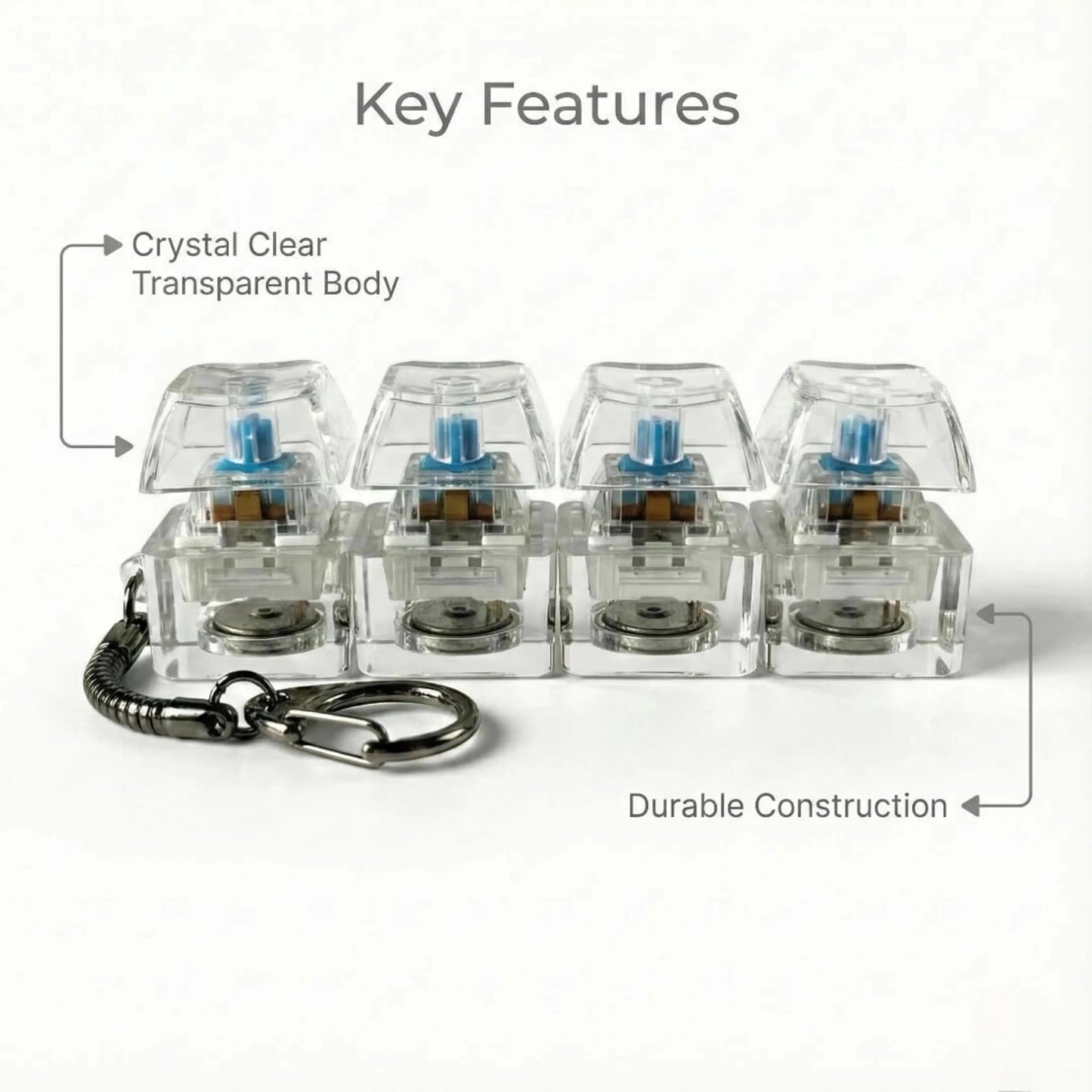 KeyClick Fidget Keychain | Mechanical Clear Switch Stress Toy - shopzykart