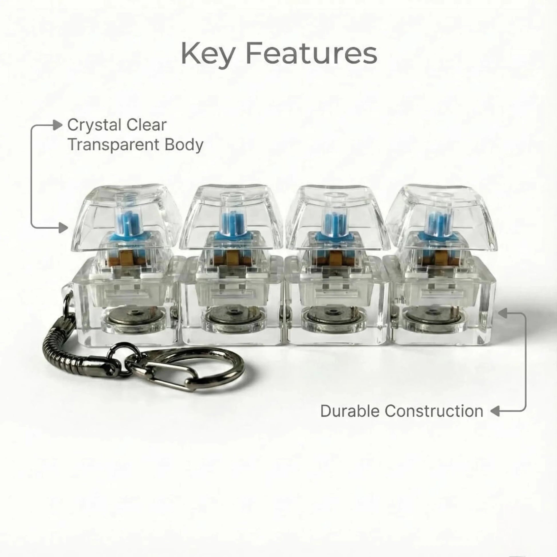 KeyClick Fidget Keychain | Mechanical Clear Switch Stress Toy - shopzykart