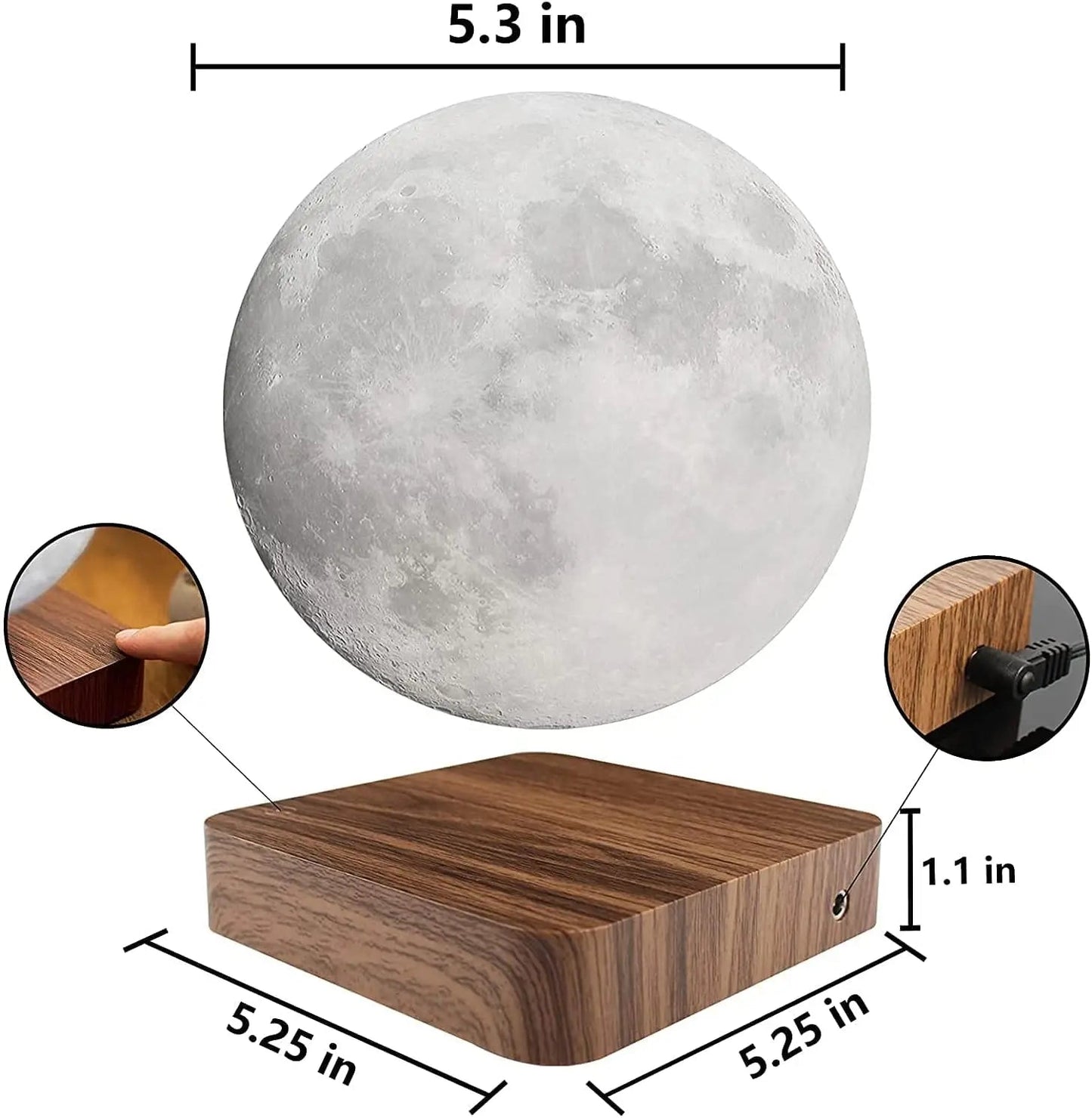 Levitating Moon Lamp – Magnetic Floating Moon with Wooden Base India - shopzykart
