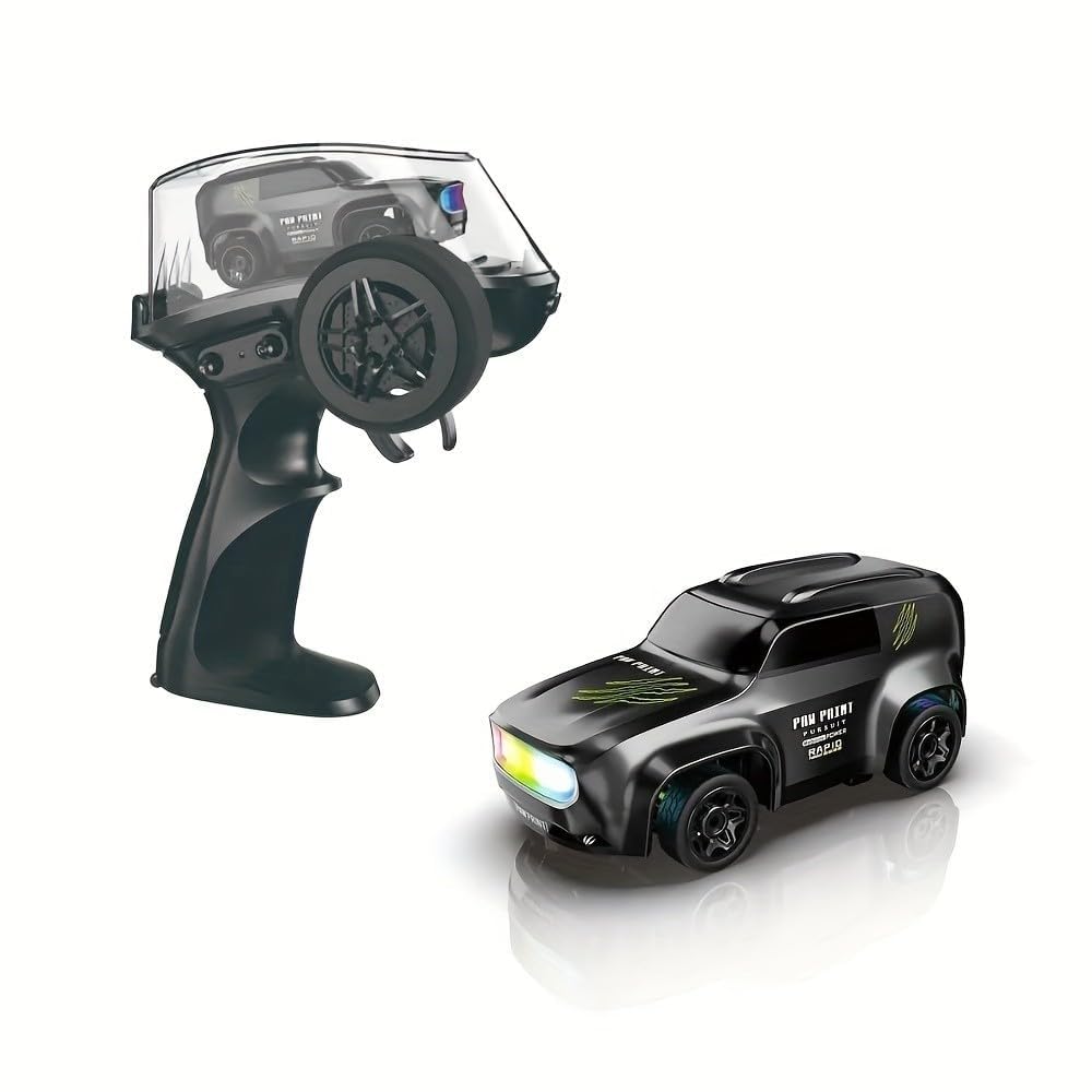Mini High-Speed RC Drift Car with 2.4GHz Remote, LED Lights & Drift Cones (Green | Black | Blue) - shopzykart