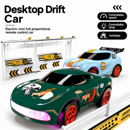 Mini High-Speed RC Drift Car with 2.4GHz Remote, LED Lights & Drift Cones (Green | Black | Blue) - shopzykart