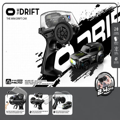 Mini High-Speed RC Drift Car with 2.4GHz Remote, LED Lights & Drift Cones (Green | Black | Blue) - shopzykart