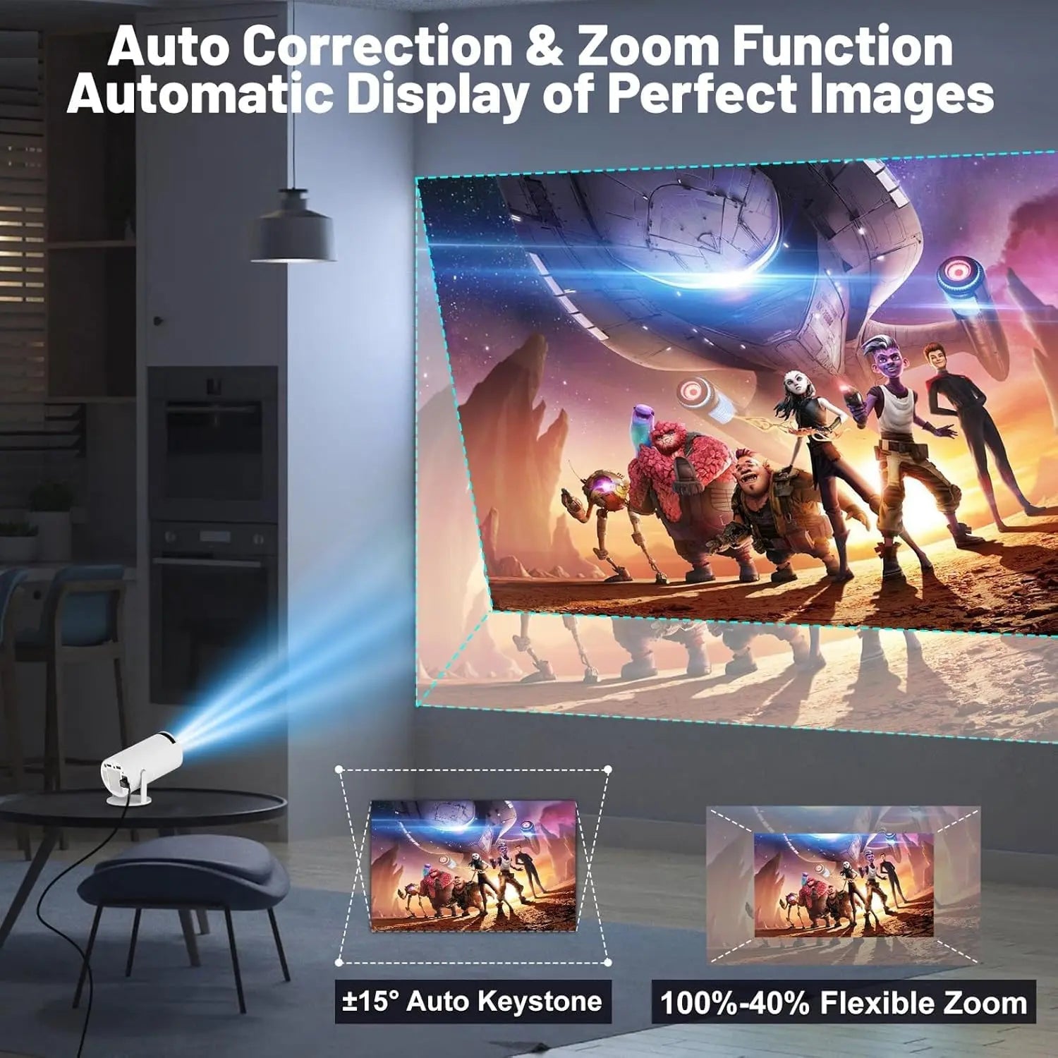 Mini Portable Projector for Bedroom & Hostel Room — Android WiFi Projector with Auto Keystone | ShopzyKart India - shopzykart