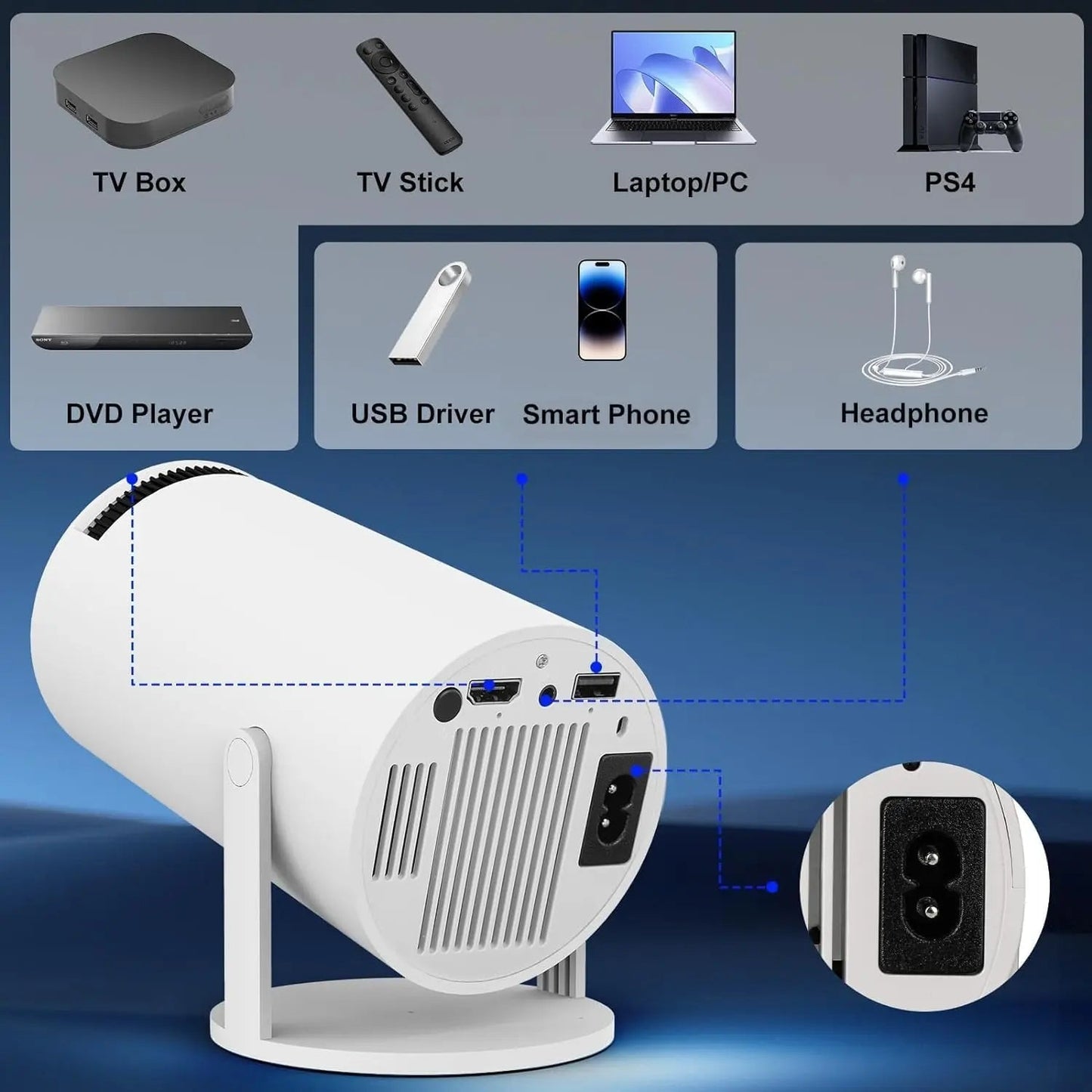 Mini Portable Projector for Bedroom & Hostel Room — Android WiFi Projector with Auto Keystone | ShopzyKart India - shopzykart