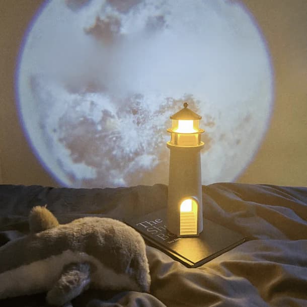 MoonBeam Lighthouse Projector Lamp | Moon Projection Night Light with Bluetooth Speaker & Remote - shopzykart