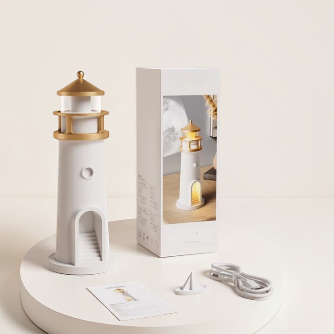 MoonBeam Lighthouse Projector Lamp | Moon Projection Night Light with Bluetooth Speaker & Remote - shopzykart