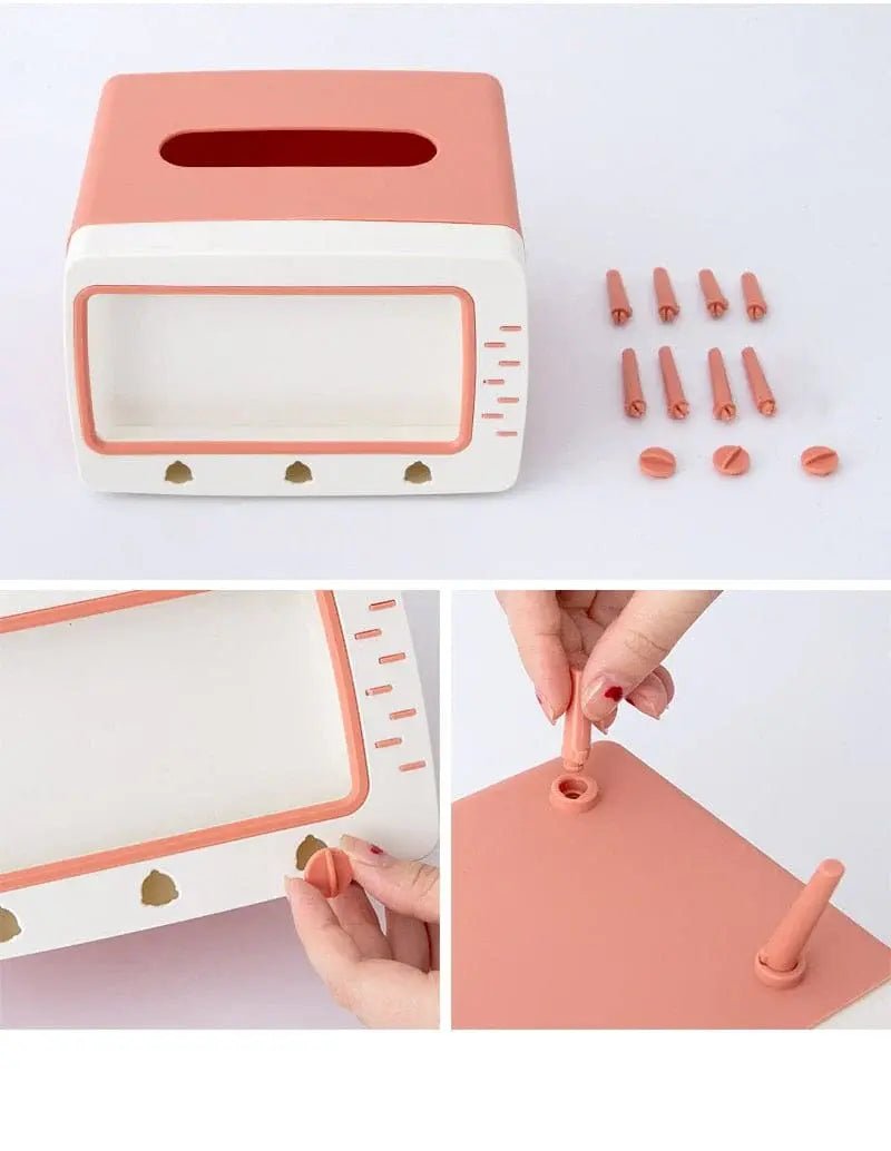Retro TV tissue box with phone holder - shopzykart