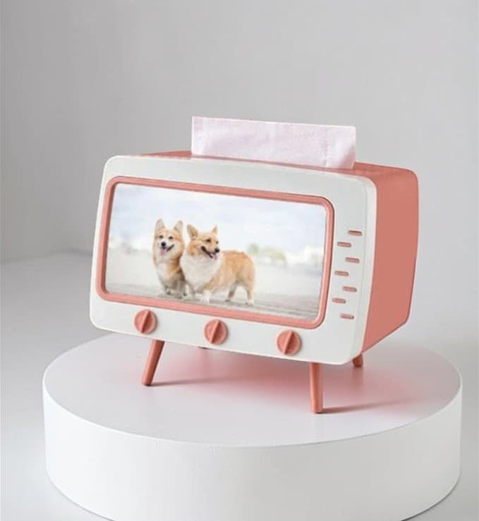 Retro TV tissue box with phone holder - shopzykart