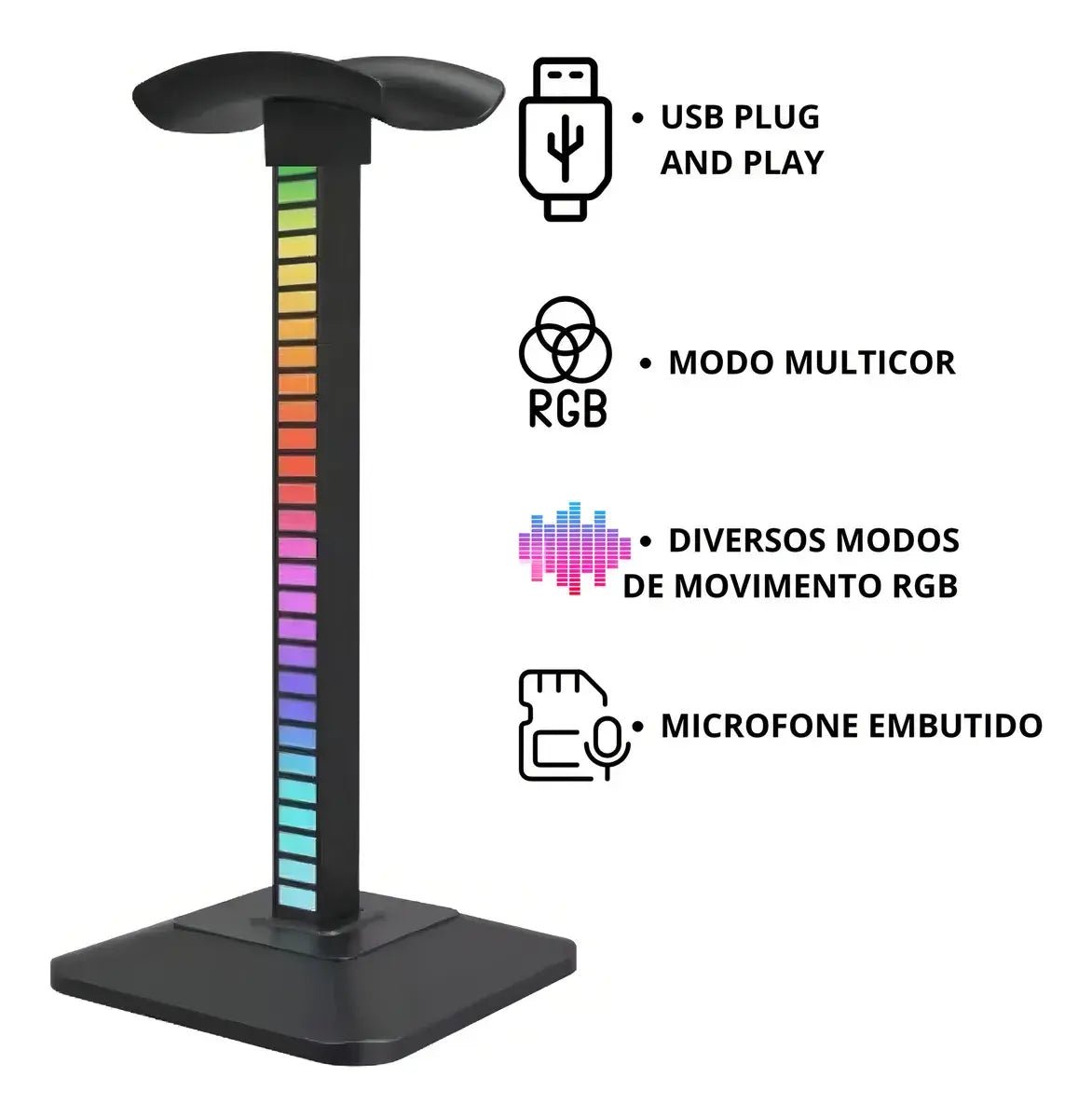 RGB Sound Reactive Headphone Stand – Music Visualizer Gaming Desk Accessory India - shopzykart
