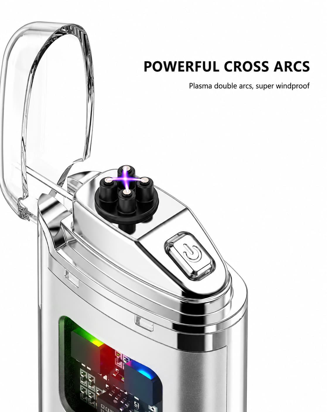 Transparent Cyberpunk Plasma Lighter with Battery Display – Windproof USB Rechargeable Electric Lighter - shopzykart