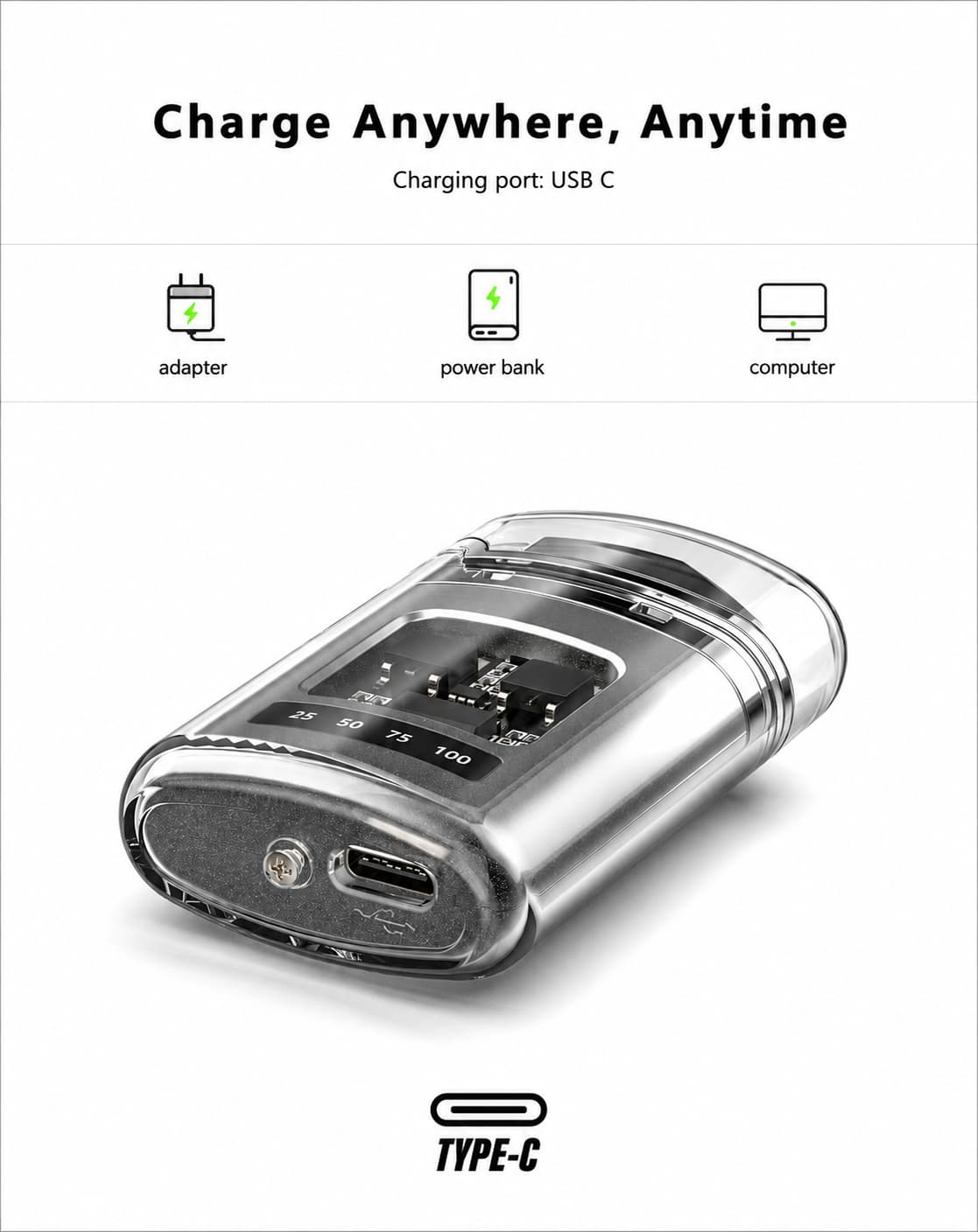 Transparent Cyberpunk Plasma Lighter with Battery Display – Windproof USB Rechargeable Electric Lighter - shopzykart