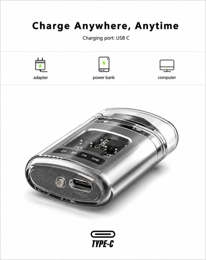 Transparent Cyberpunk Plasma Lighter with Battery Display – Windproof USB Rechargeable Electric Lighter - shopzykart