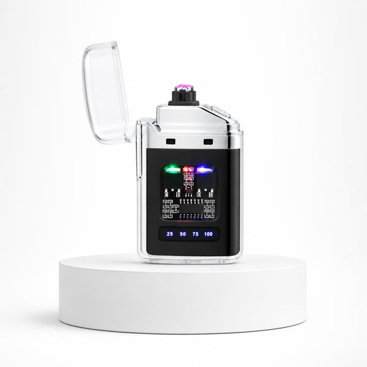 Transparent Cyberpunk Plasma Lighter with Battery Display – Windproof USB Rechargeable Electric Lighter - shopzykart