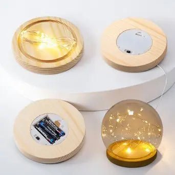Tulip Glass Dome Night Light – LED Flower Lamp with Wooden Base India - shopzykart